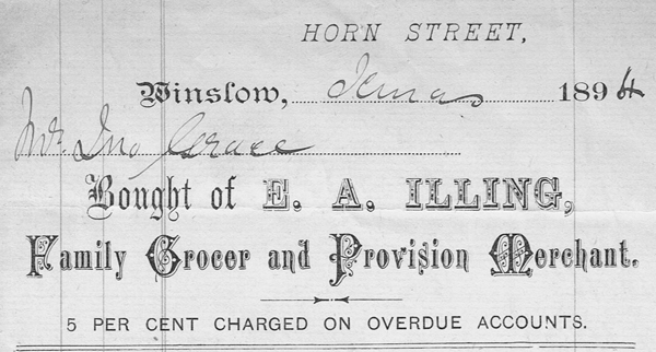 Billhead of E.A. Illing 1894